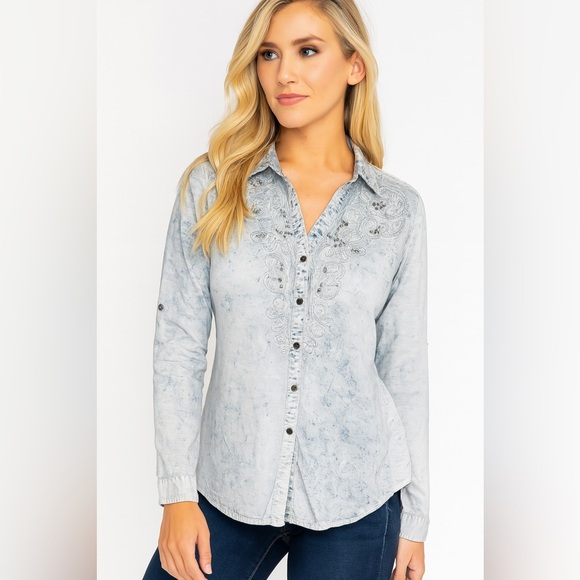 Reba Tops - Reba 100% Cotton Embellished Top